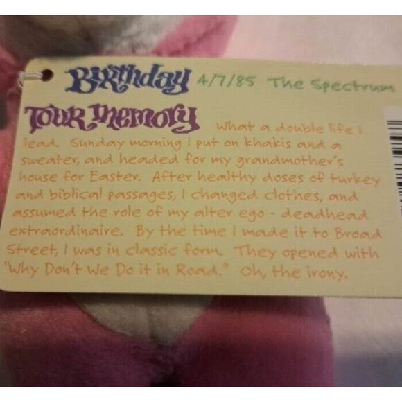 Lucky Bear Grateful Dead Plush Doll Pink Bunny Rabbit Beanie Concert Collectible - Picture 5 of 5